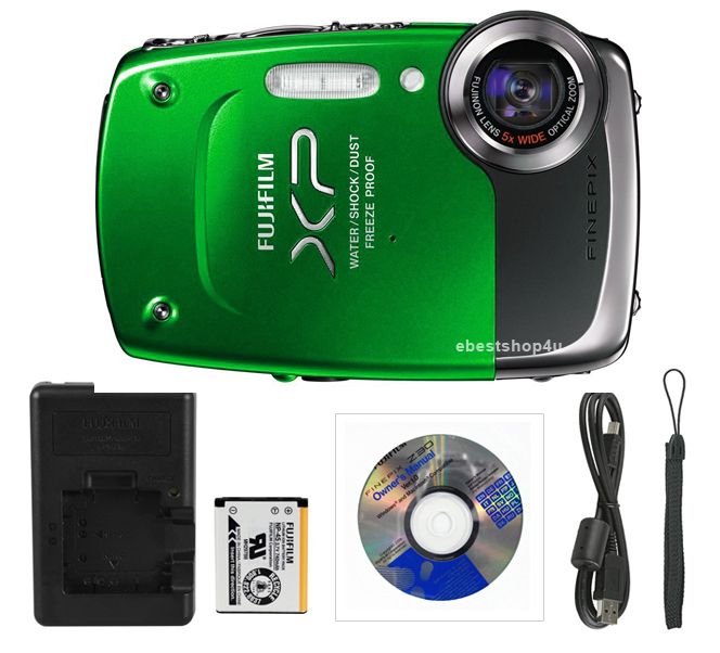 Fuji Finepix XP20 14MP 5 meter Waterproof HD Digital Camera Green 