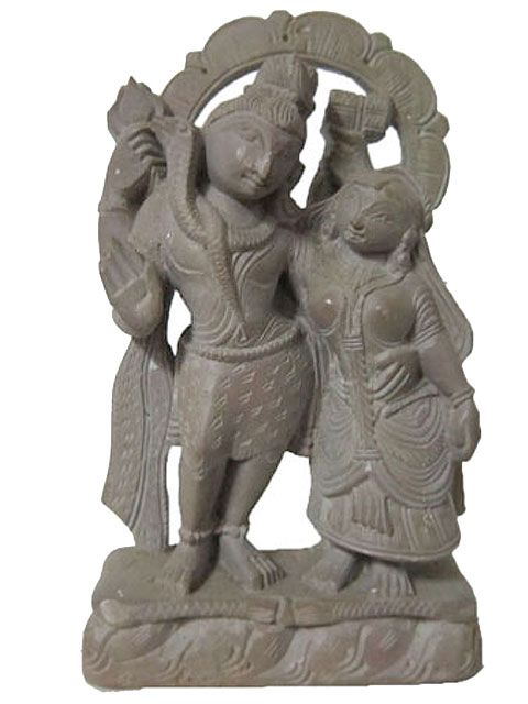 Standing Shiva Parvati Statue Hand Carved Stone Scuplture 4 Inch 