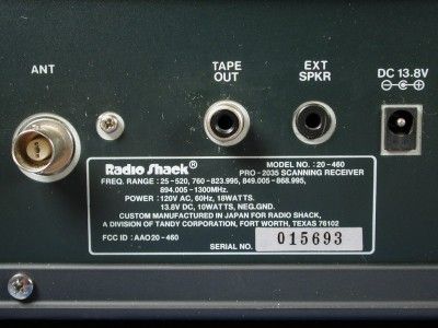 GRE Radio Shack PRO 2035 1000 Channel Scanner Police Fire Air AM/FM 