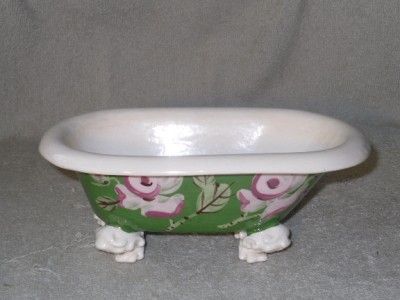 Vtg Hand Painted California Pottery Antique Bathtub Dish  