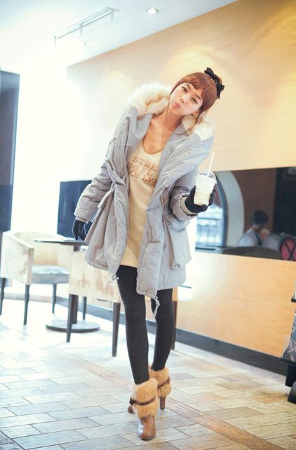   WINTER HOODED COAT DOUBLE POCKET Drawstring HEM DESIGN ZZ00208  