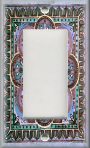 Light Switch Plate Cover   Italian Tile Pattern   Fiore   Jewel Tones 