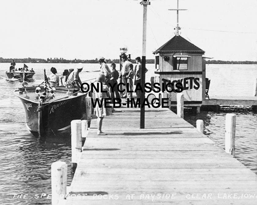 CHRIS CRAFT SPEED BOAT CLEAR LAKE IOWA PHOTO  SHELL GAS  