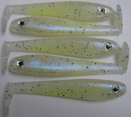 Hand Poured 4 3/4 Swim Bait Chart Glimmer Blue Umbrella Baits 5 PACK 