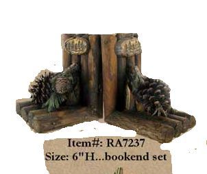 Lodge Decor Rustic Pinecone Office Bookends  