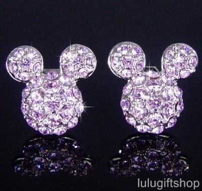 DISNEY MICKEY MOUSE STUD EARRINGS USE SWAROVSKI CRYSTAL  