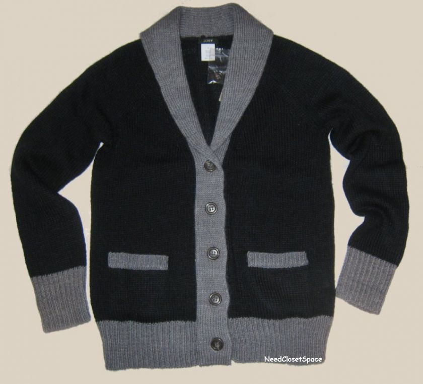 NWT J CREW COLORBLOCK CONTRAST TRIM WOOL MOHAIR SHAWL CARDIGAN S & M 