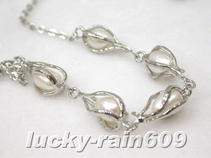 13mm white freshwater pearls necklace bracelet earring  