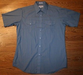 Vintage SHEPLERS Western Pearl Snap Cowboy short sleeve blue SHIRT Men 