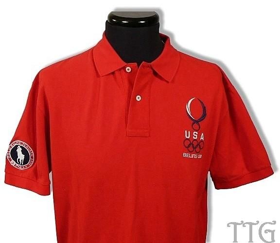 polo ralph lauren red beijing olympics 2008 big pony polo shirt size 