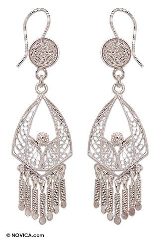 INCA ROYAL Silver Filigree Earrings Peru Art NOVICA Earrings 