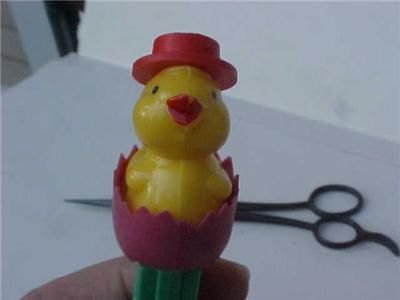   PEZ Chick w Hat Easter in Purple Egg NO FEET candy dispenser AUSTRIA