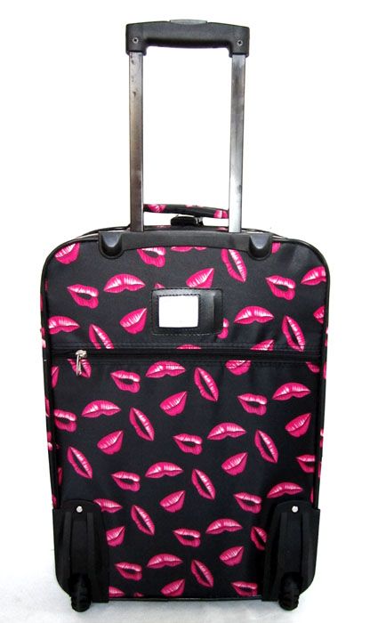 3Pc Luggage Set Travel Bag Rolling Case Wheel Pink Lips  