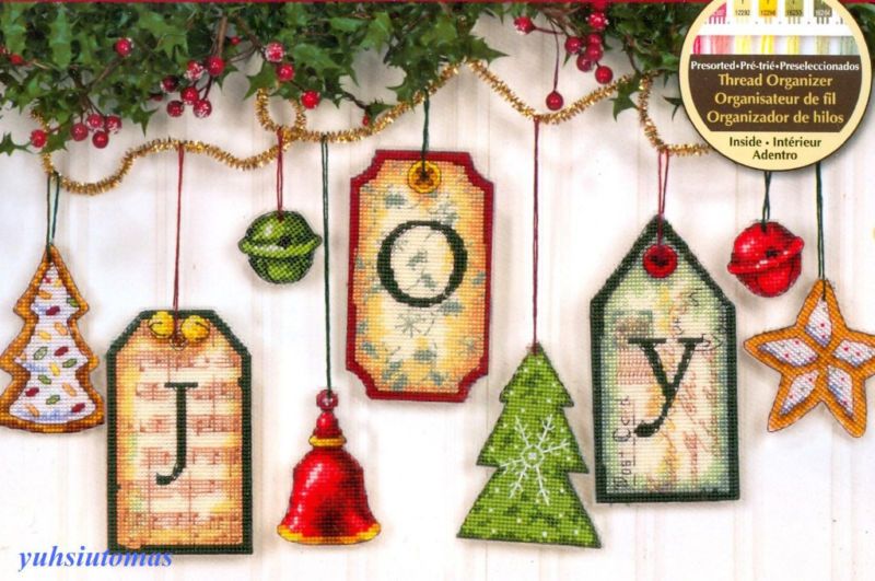 Dimensions Plastic Canvas Cross Stitch Kit   Joy Tag Ornaments  