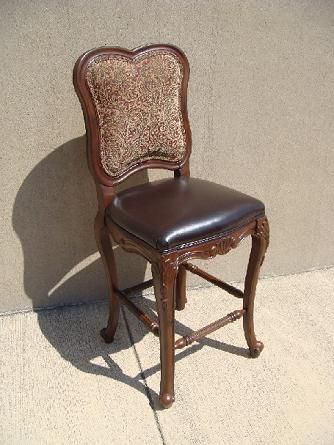 This Listing Is For Set of 4 Leather Seat with Floral Upholstery Back 