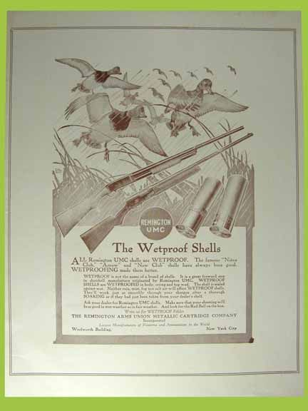 1919 REMINGTON UMC WETPROOF SHELLS RIFLE PRINT AD  