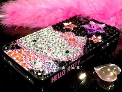 Hello Kitty in Black Bling Rhinestone iPhone 4 Case NEW  