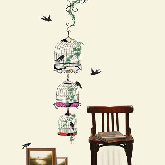 Birds Cage Peel Wall Stickers Vinyl Decals Home Decor  