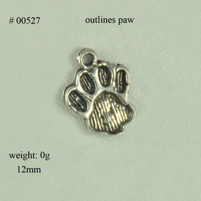 STERLING SILVER OUTLINE ANIMAL PAW/SLIDE PENDANTP 00527  