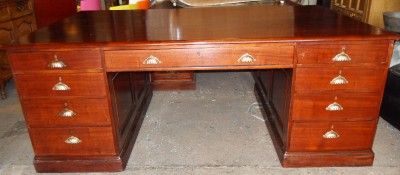 HUGE VICTORIAN PARTNERS PEDESTAL DESK  