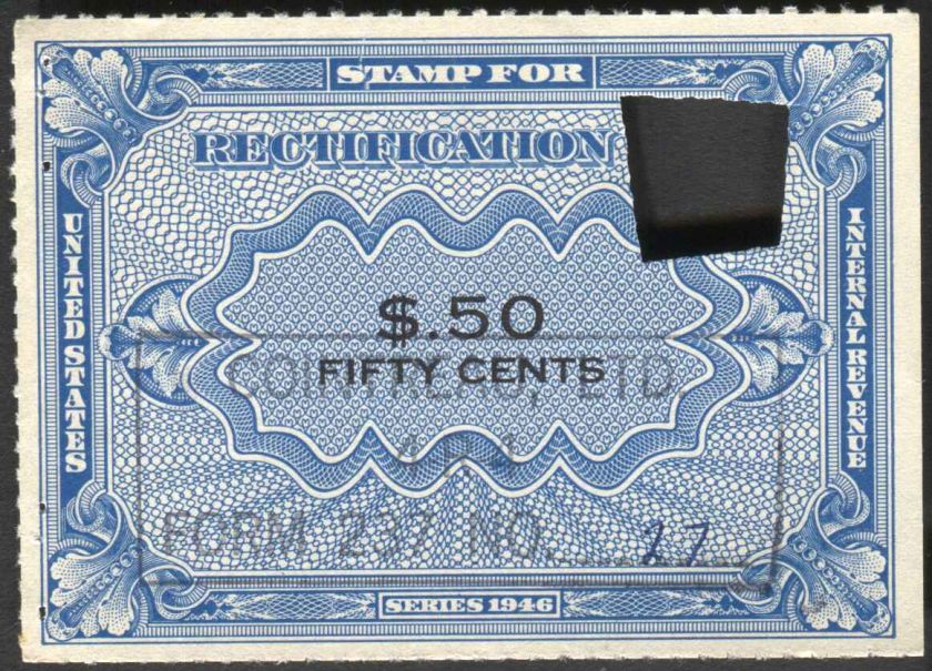 Rectification Tax Stamp Scott RZ6  