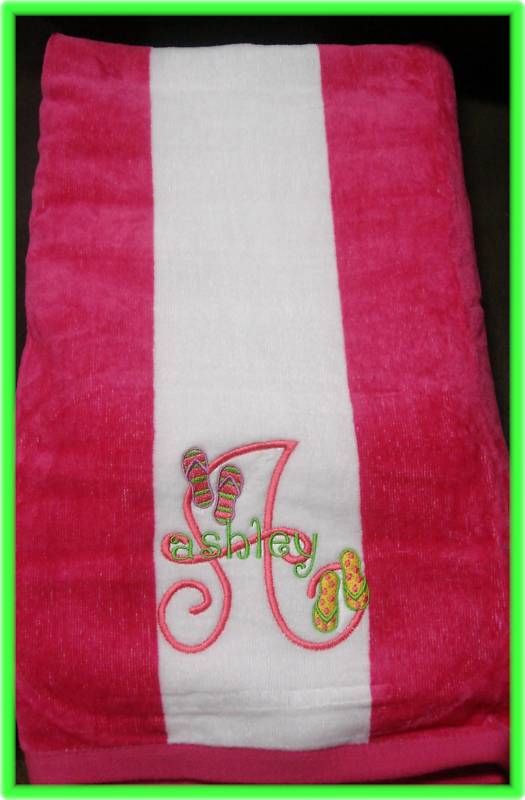 PERSONALIZED MONOGRAMED FLIP FLOP BEACH/POOL TOWEL  