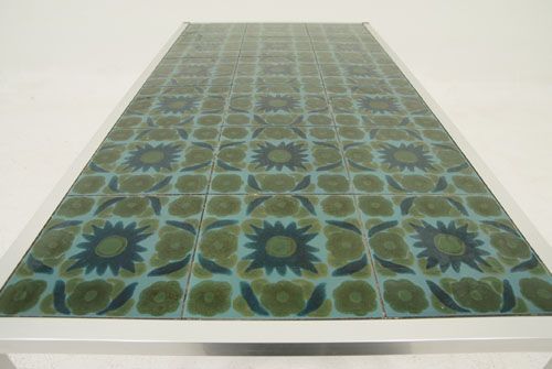 Danish Modern Steel & Tile Top Coffee Table  