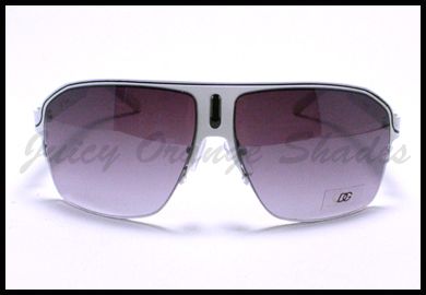   Mens SPORTY RACER HALF RIM Fashion Sunglasses WHITE w/ BLACK  